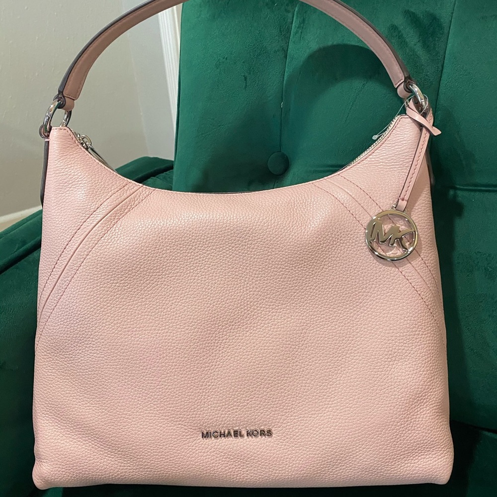 Michael Kors pink pebbled leather handbag